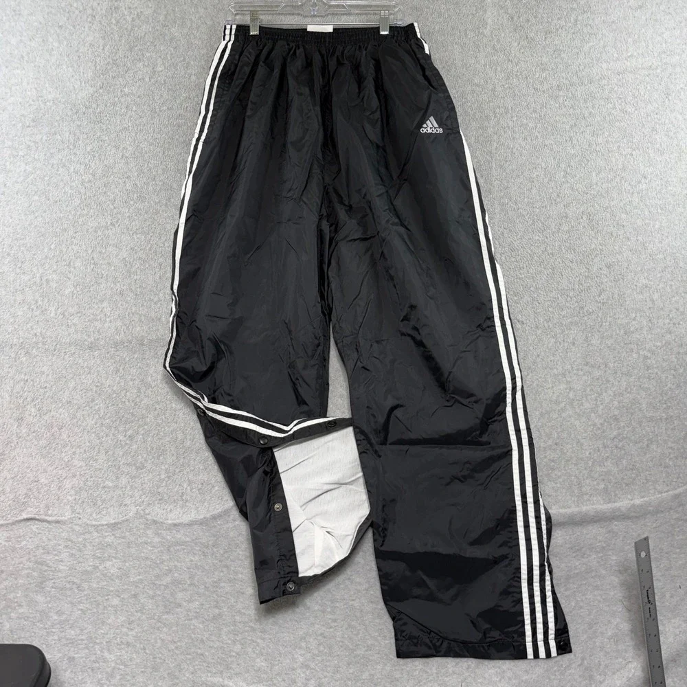 Adidas Snap Away Track Pants Men XXL Black Vintage Windbreaker Tear Break